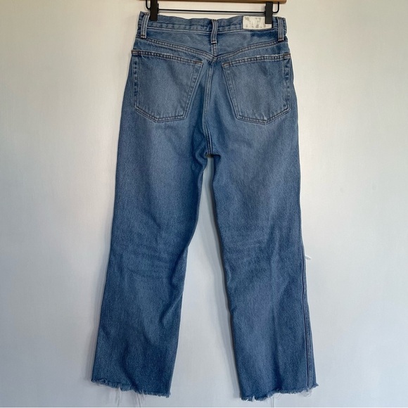 Re/Done Loose Straight Leg Destroyed Medium Blue Jean Distressed Denim Size 27 - Picture 3 of 12